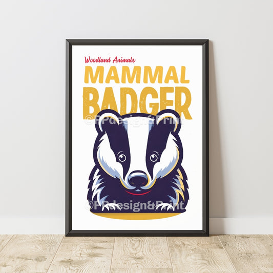 Badger Woodland Animals Art Print