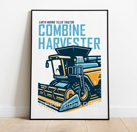 Combine Harvester Tractor Art Print