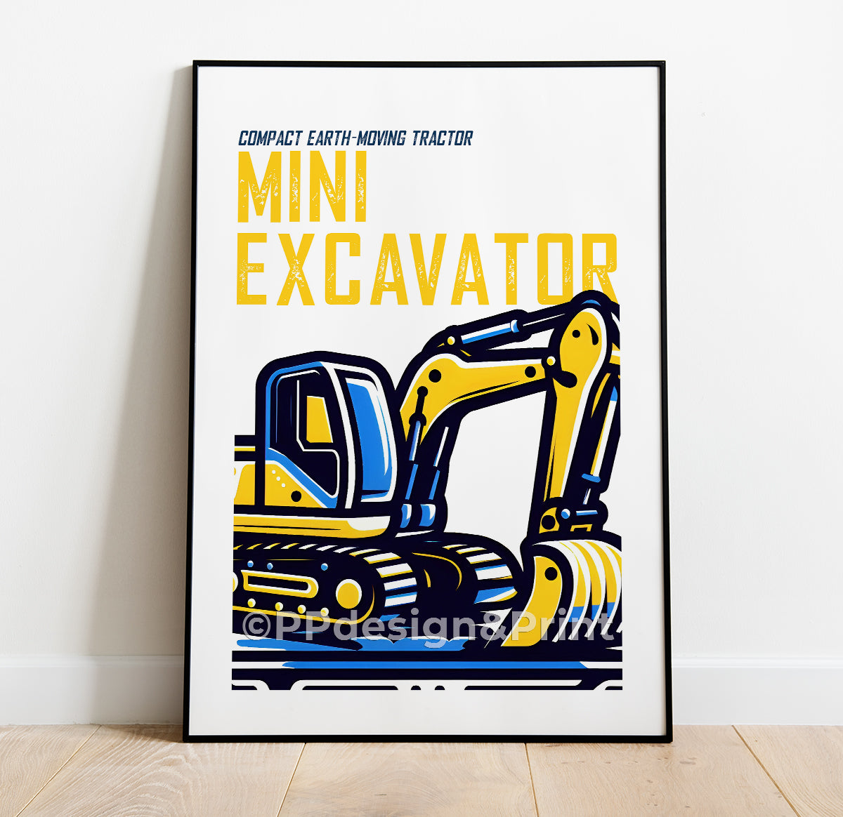 Mini Excavator Tractor Art Print