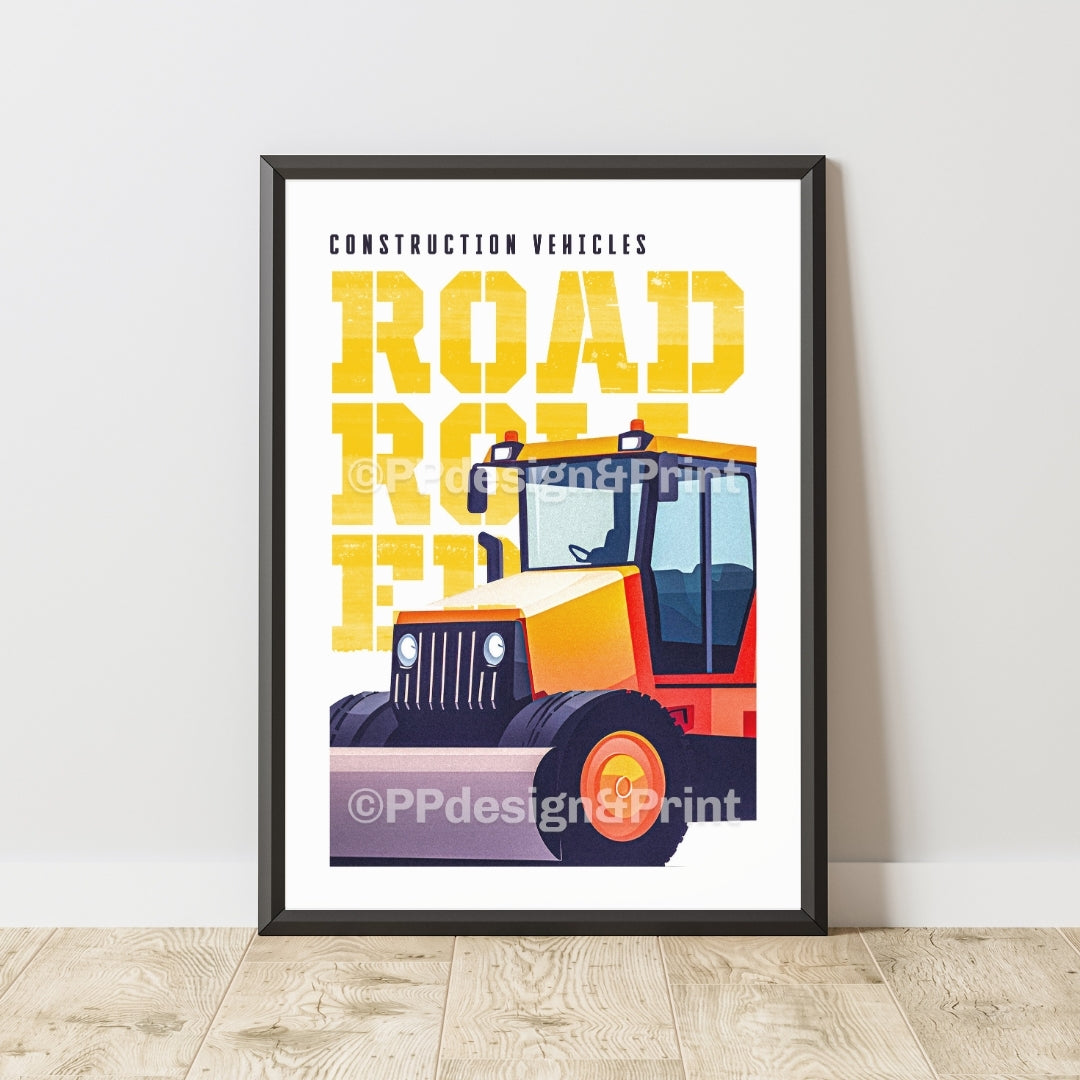 Road Roller Construction Vehicles Art Print