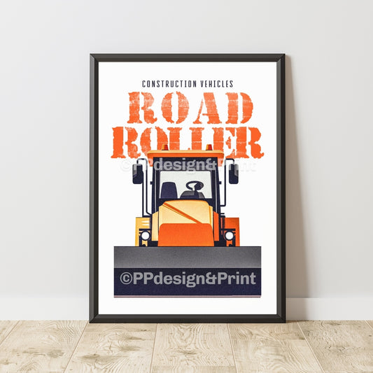 Road Roller Construction Vehicles Art Print