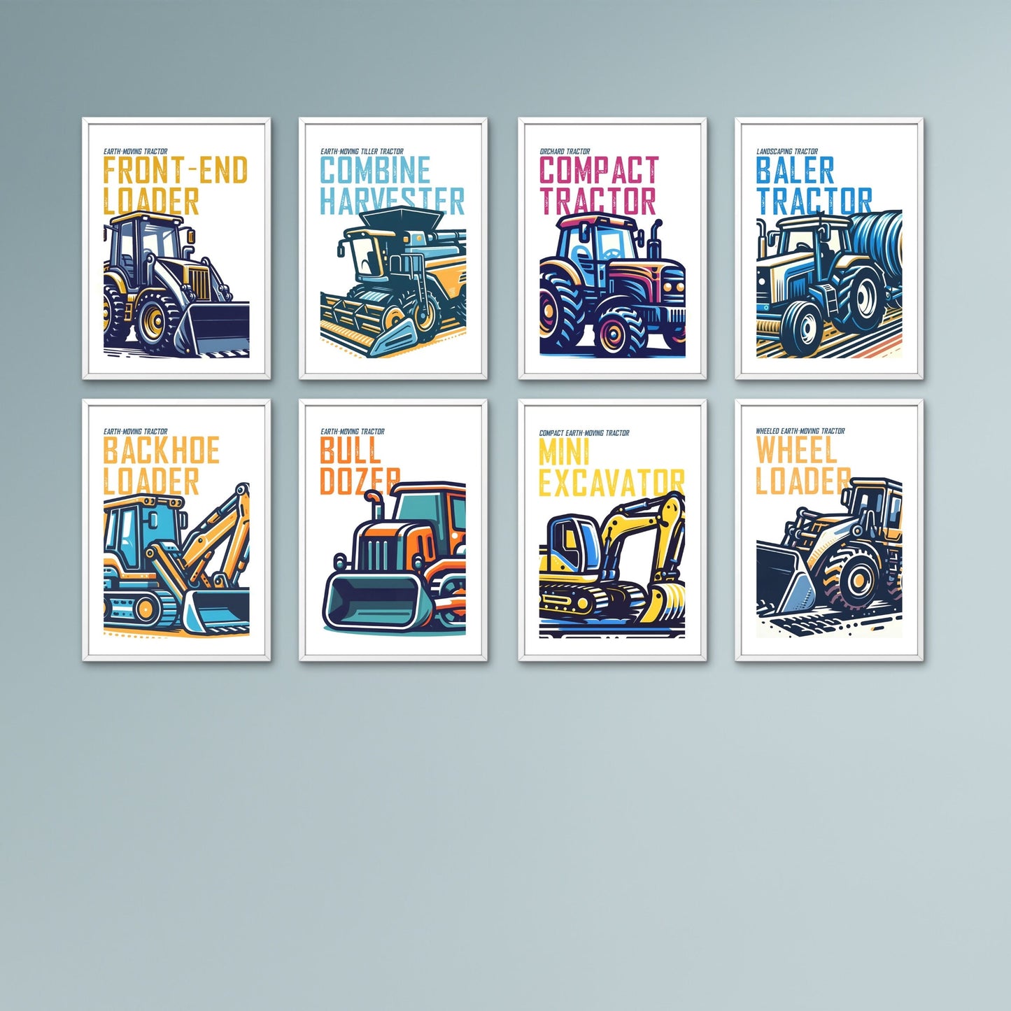 Tractor Prints set of 8