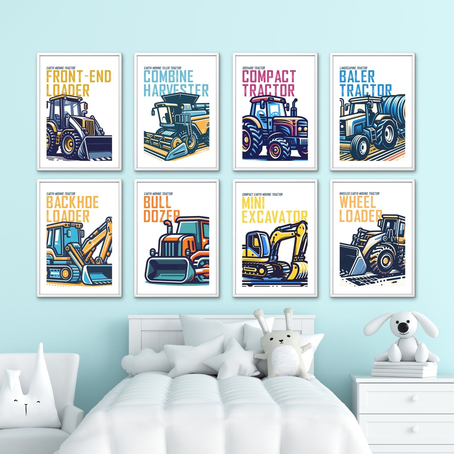 Tractor Prints set of 8