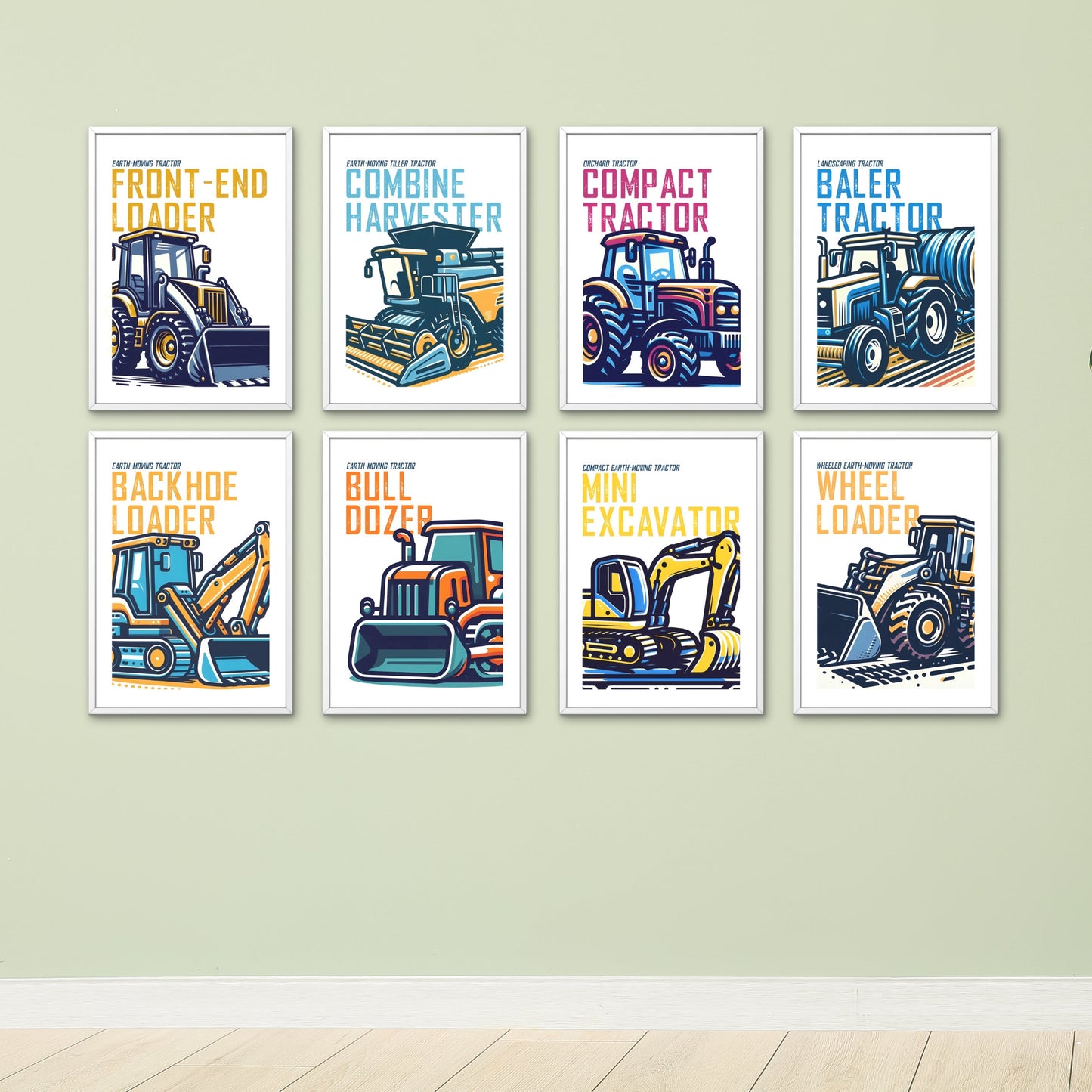 Tractor Prints set of 8