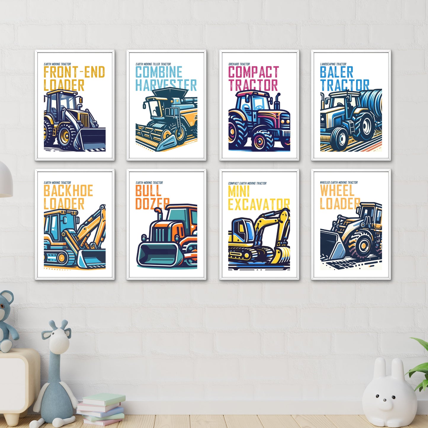 Tractor Prints set of 8