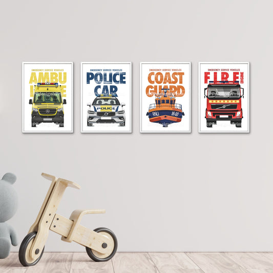 Emergency Vehicle Prints Set of 4