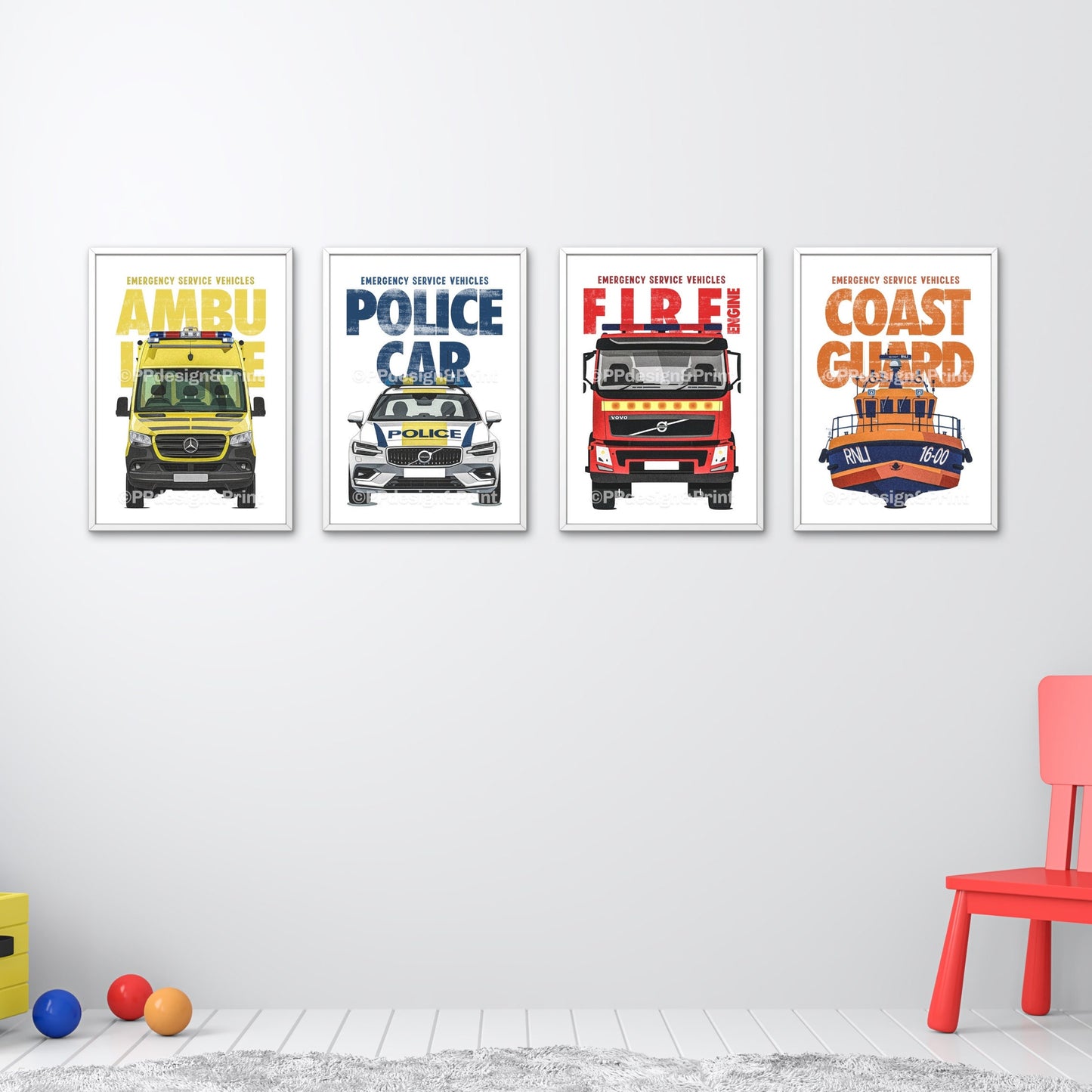 Emergency Vehicle Prints Set of 4