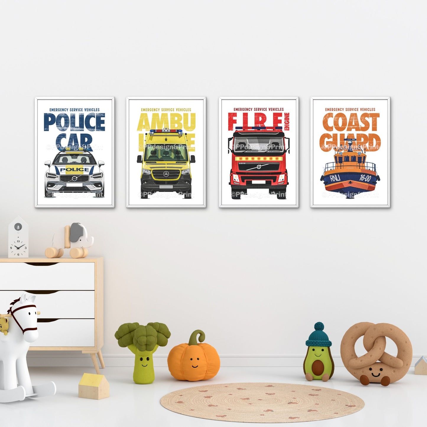 Emergency Vehicle Prints Set of 4