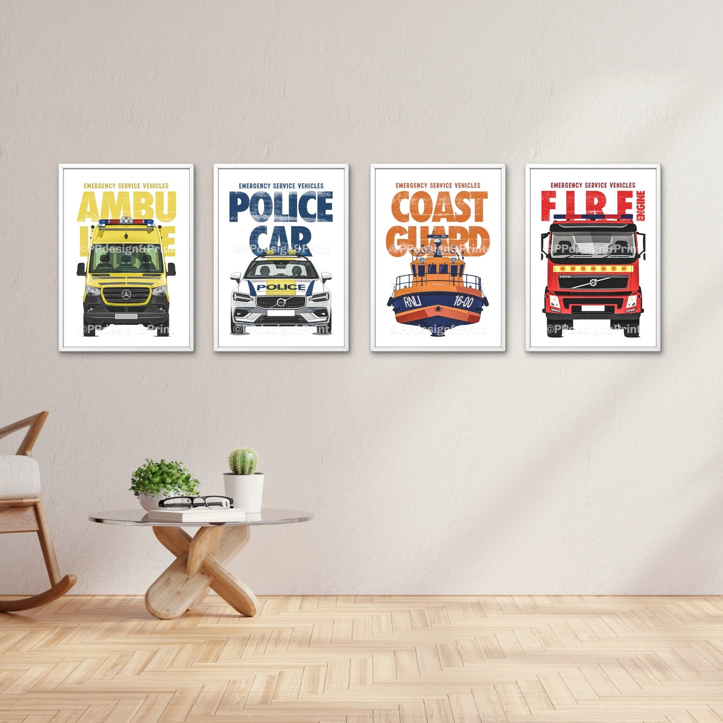 Emergency Vehicle Prints Set of 4