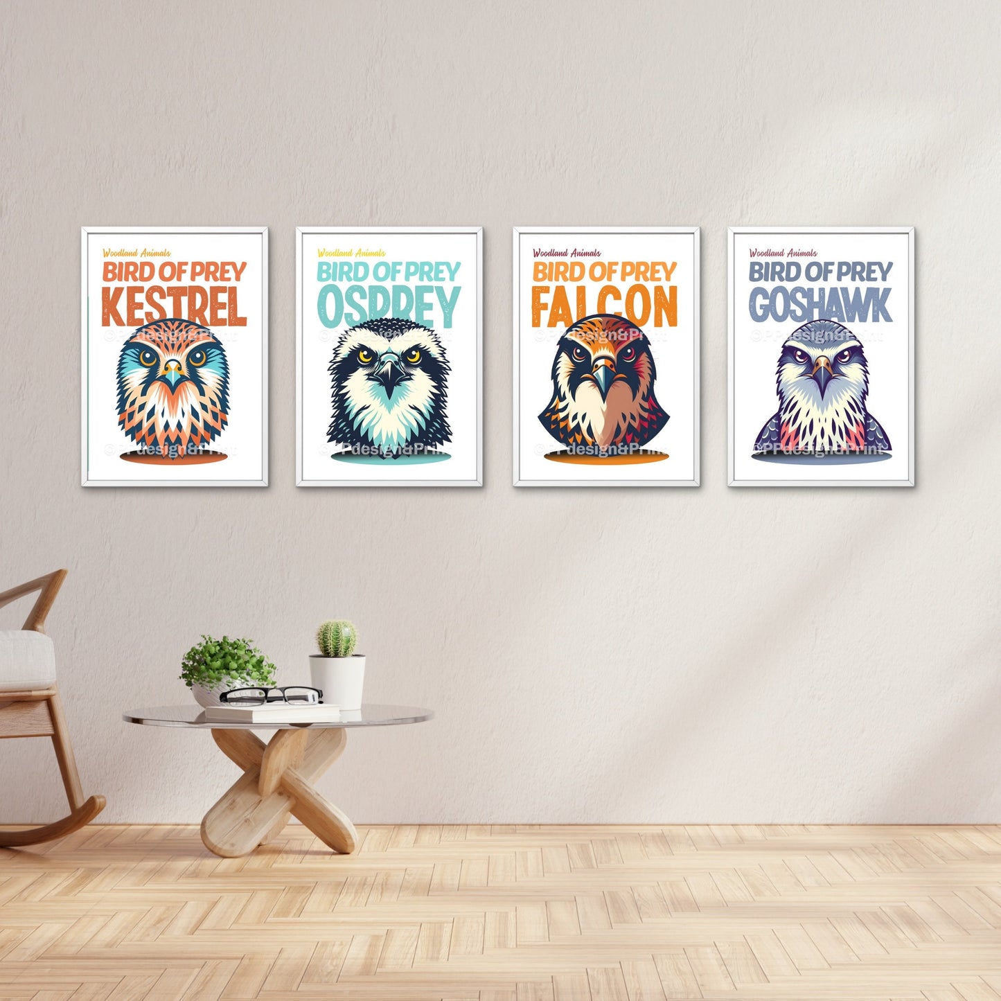 Birds of Prey Prints set of 4