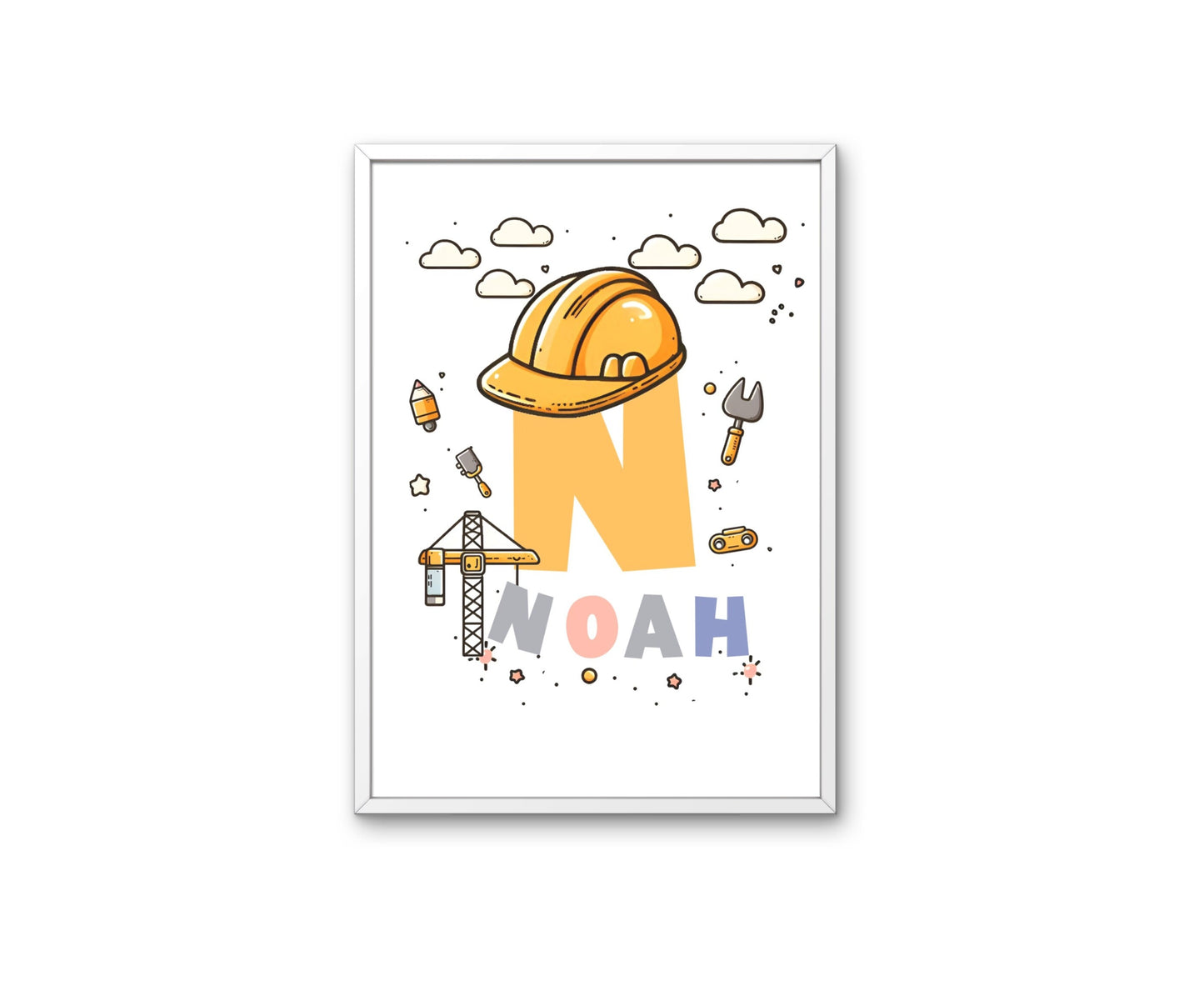 Personalised Construction Truck Nursery Prints set of 3