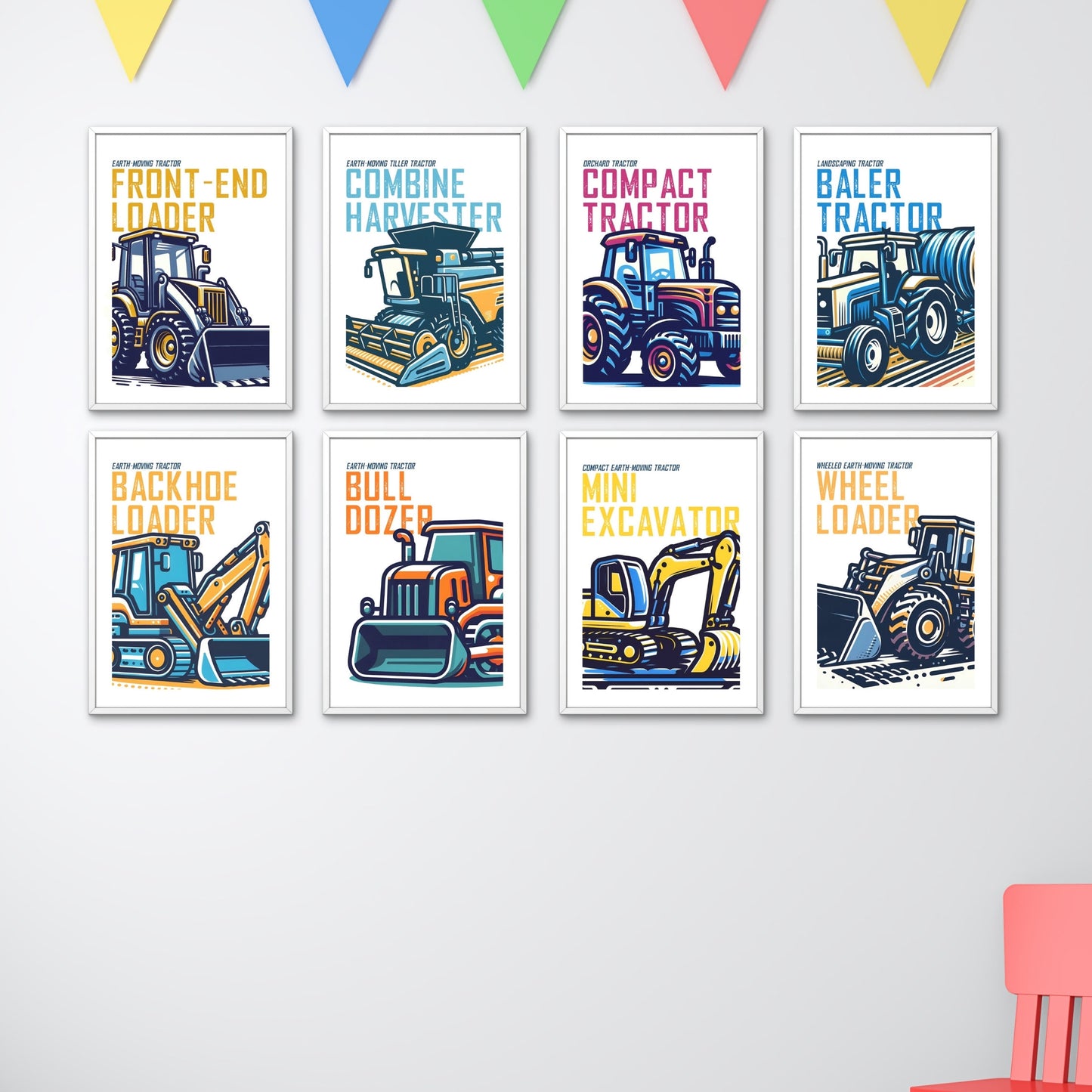 Tractor Prints set of 8