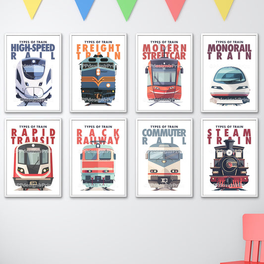 Train Prints set of 8