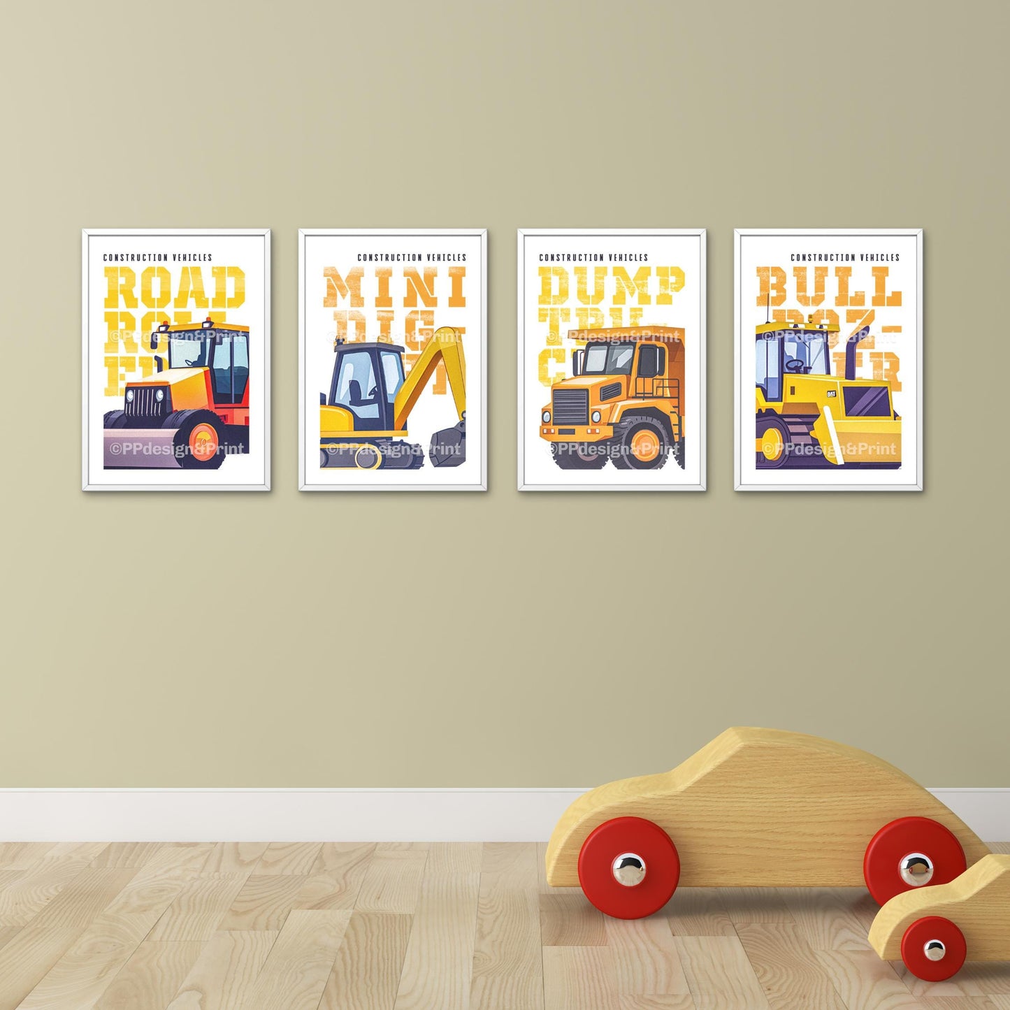 Construction Truck Prints set of 4