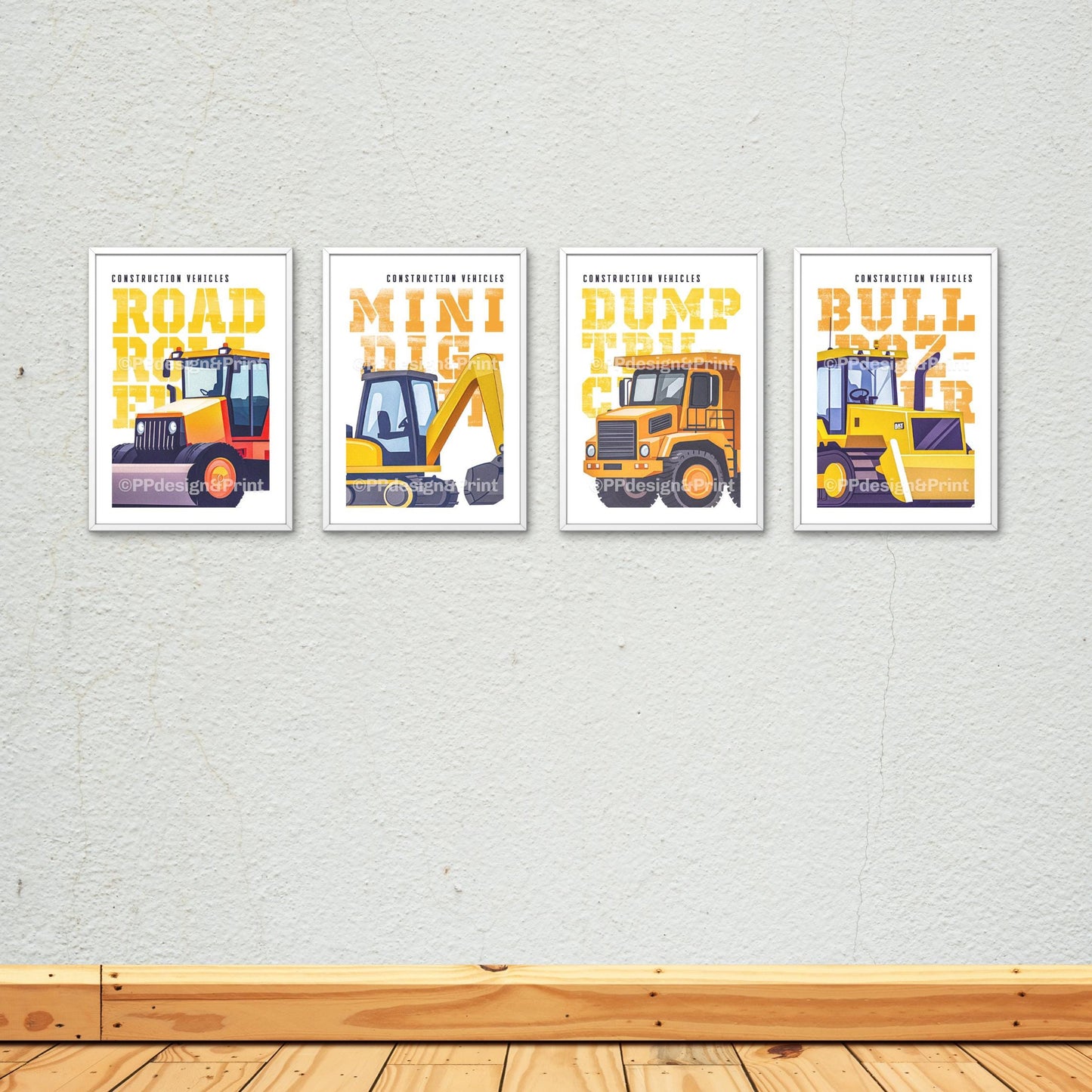 Construction Truck Prints set of 4