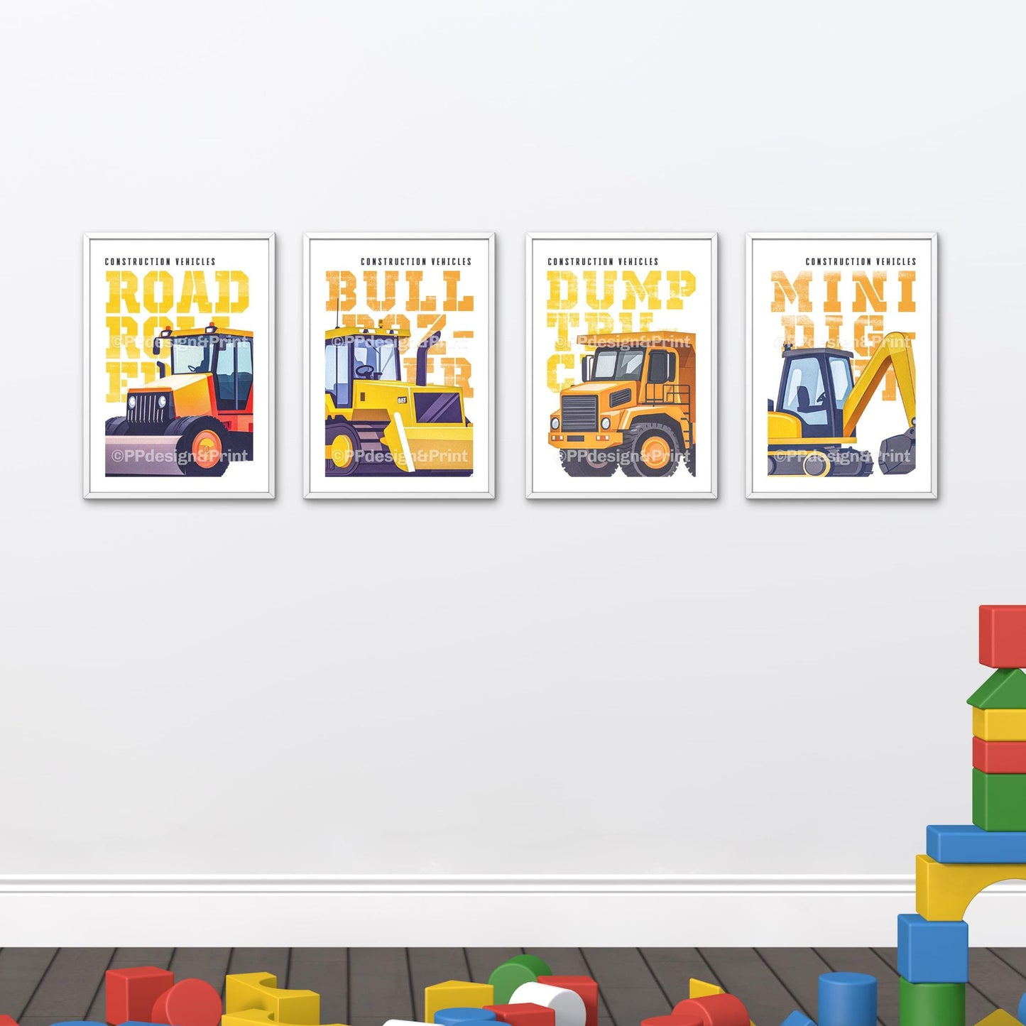 Construction Truck Prints set of 4