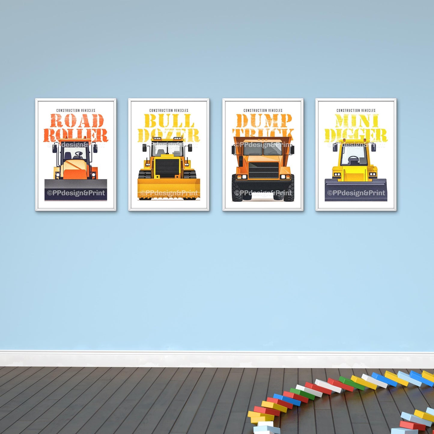 Construction Truck Prints Set of 4