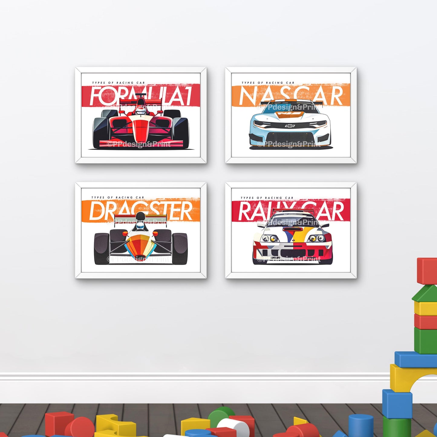 Race Car Prints Set of 4