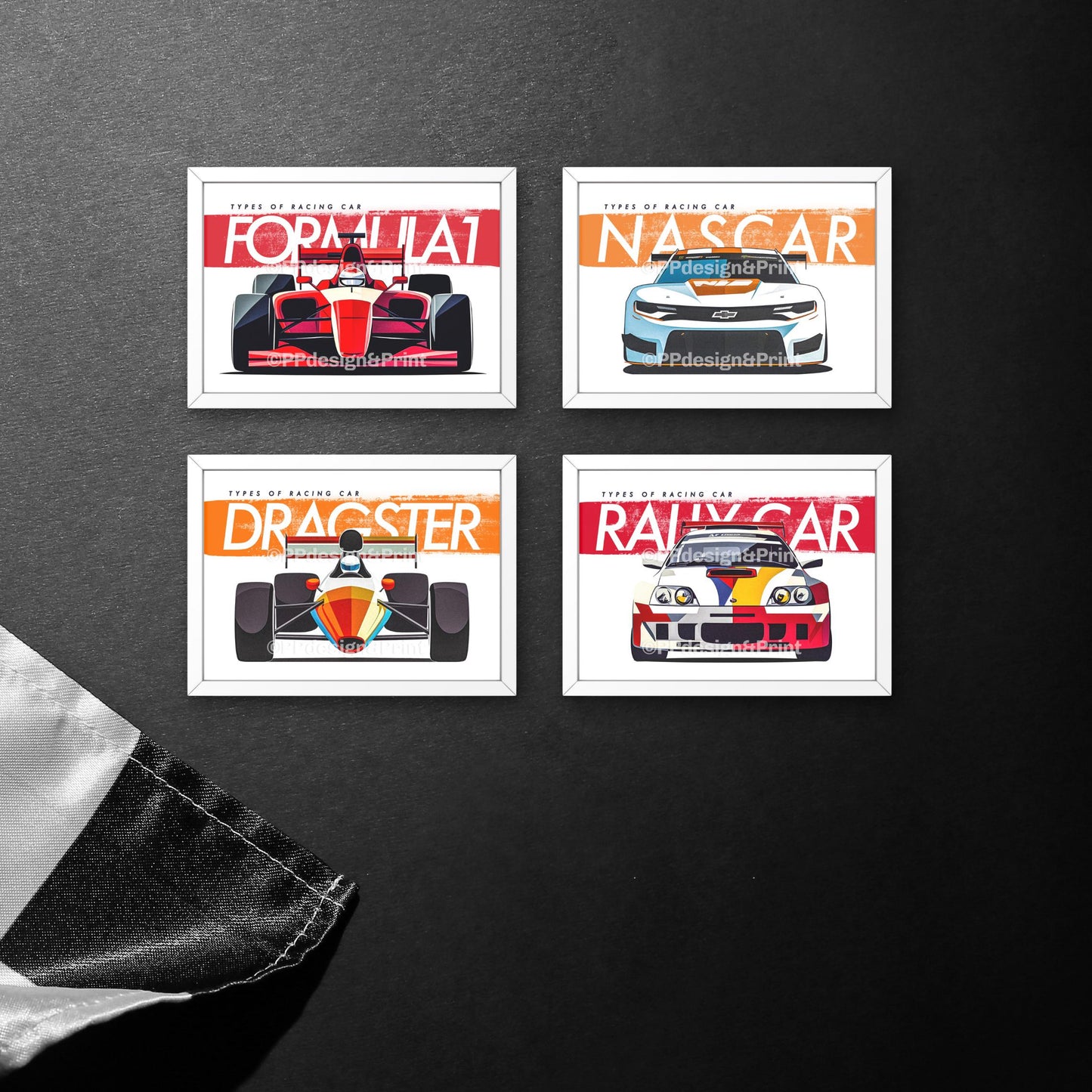 Race Car Prints Set of 4