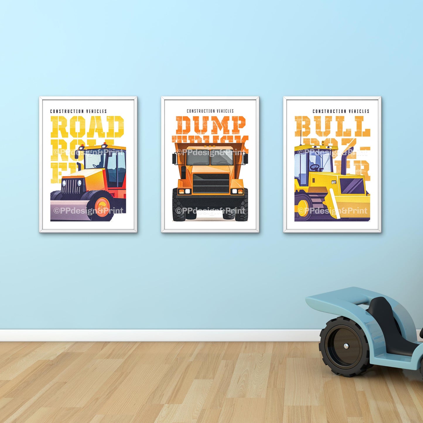 Construction Truck Prints set of 3