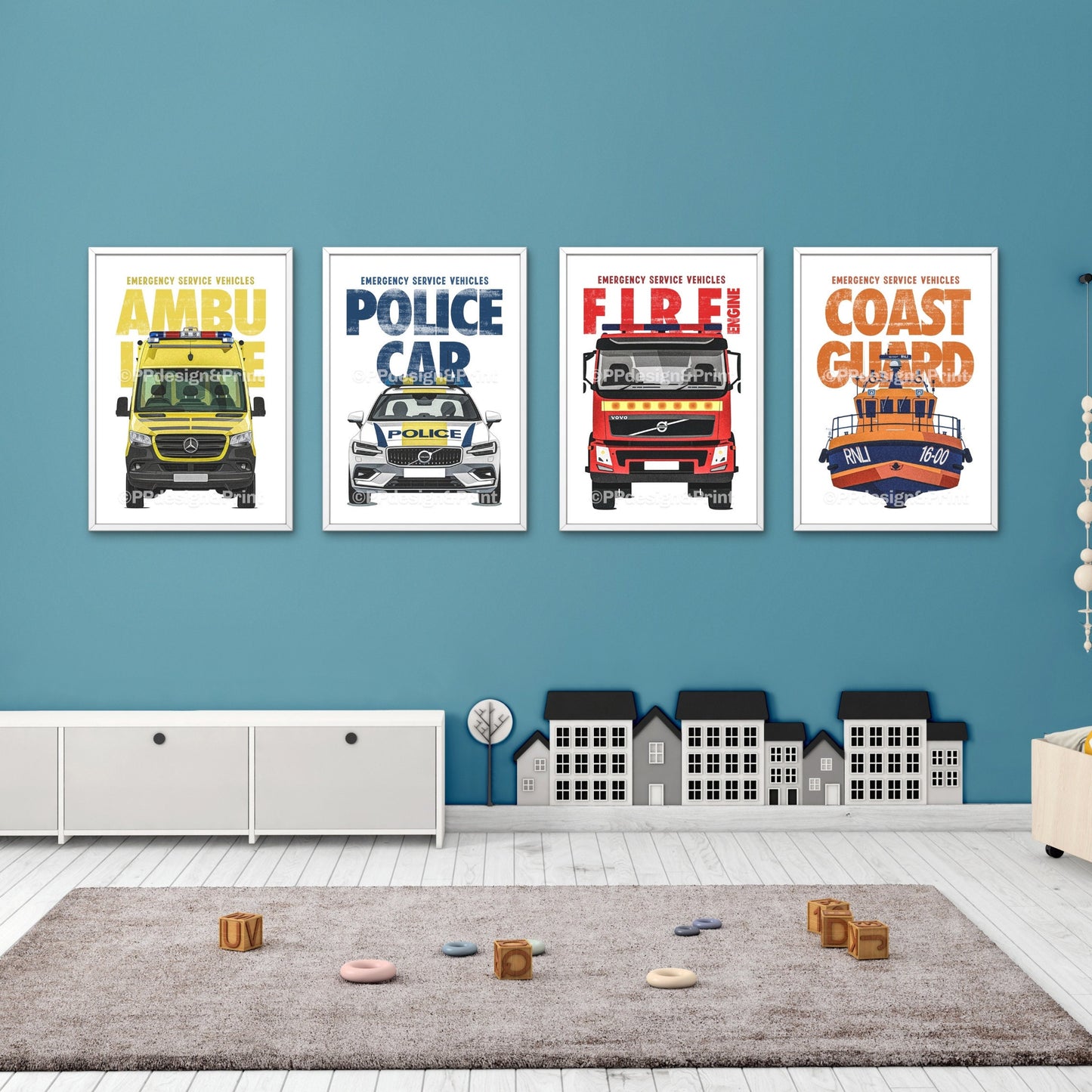 Emergency Vehicle Prints Set of 4