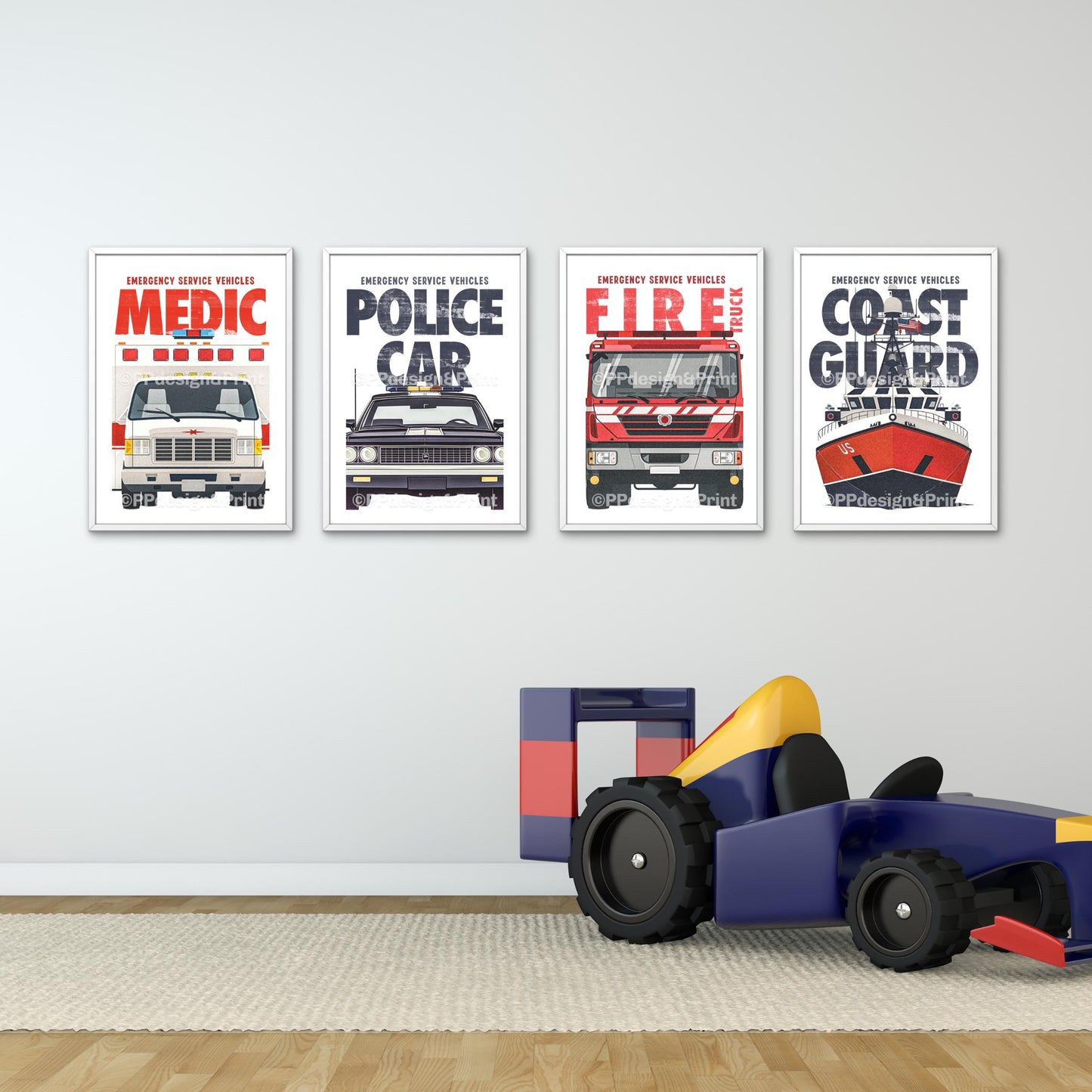 Emergency Vehicle Prints, USA, Set of 4