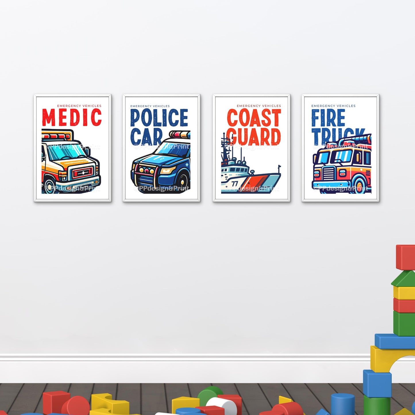 Emergency Vehicle Prints Set of 4