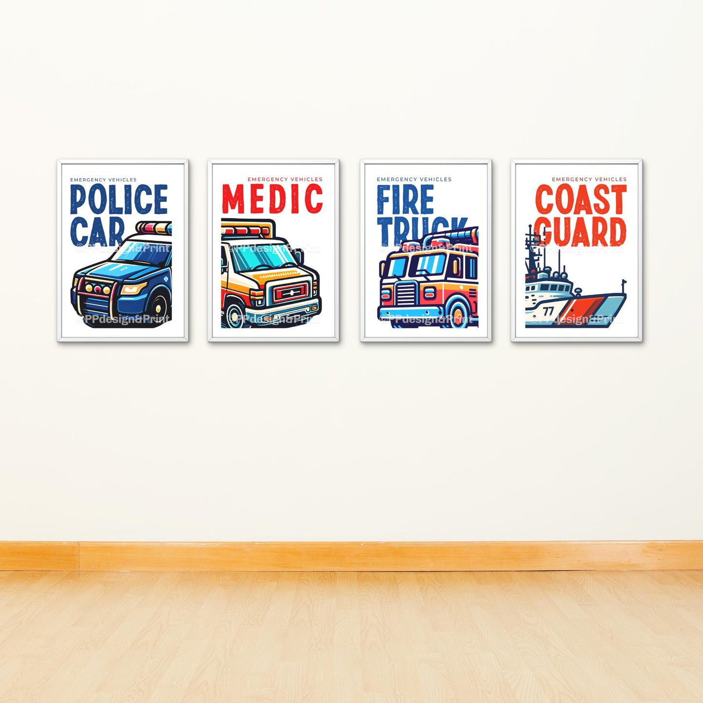 Emergency Vehicle Prints Set of 4