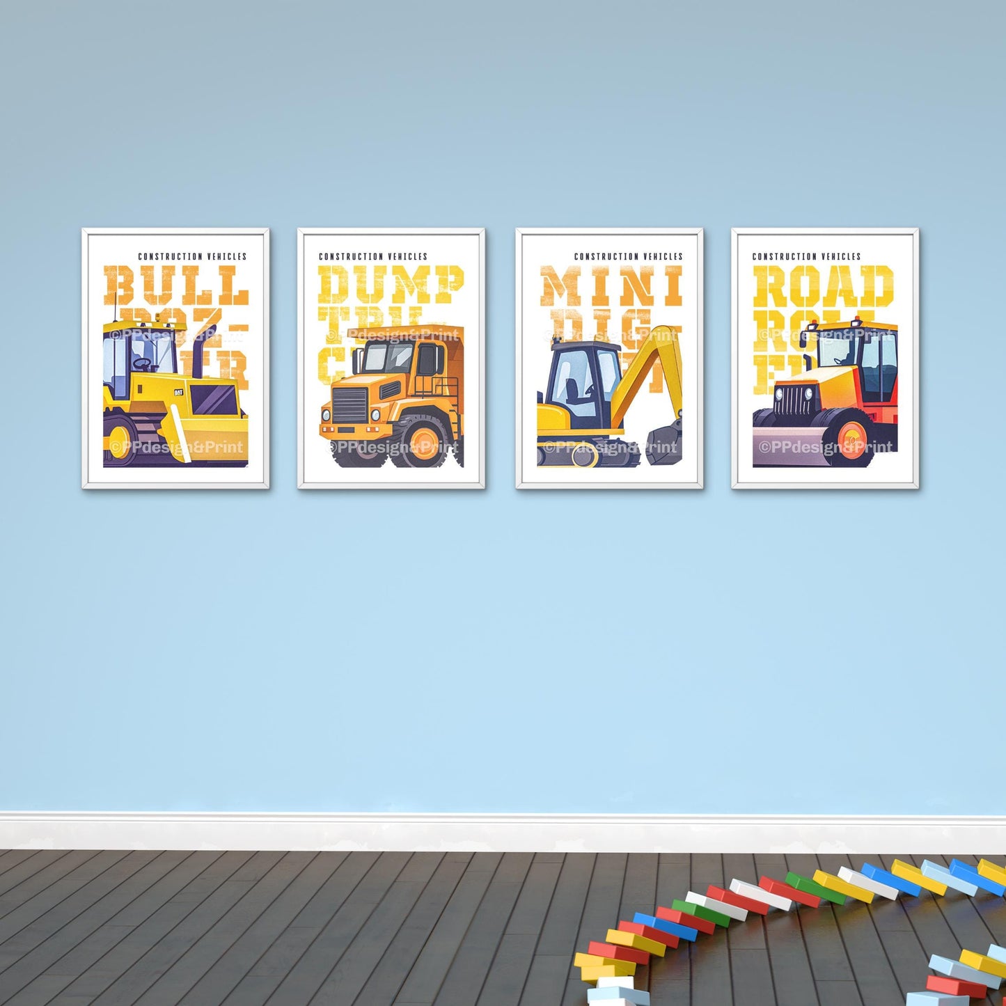 Construction Truck Prints set of 4