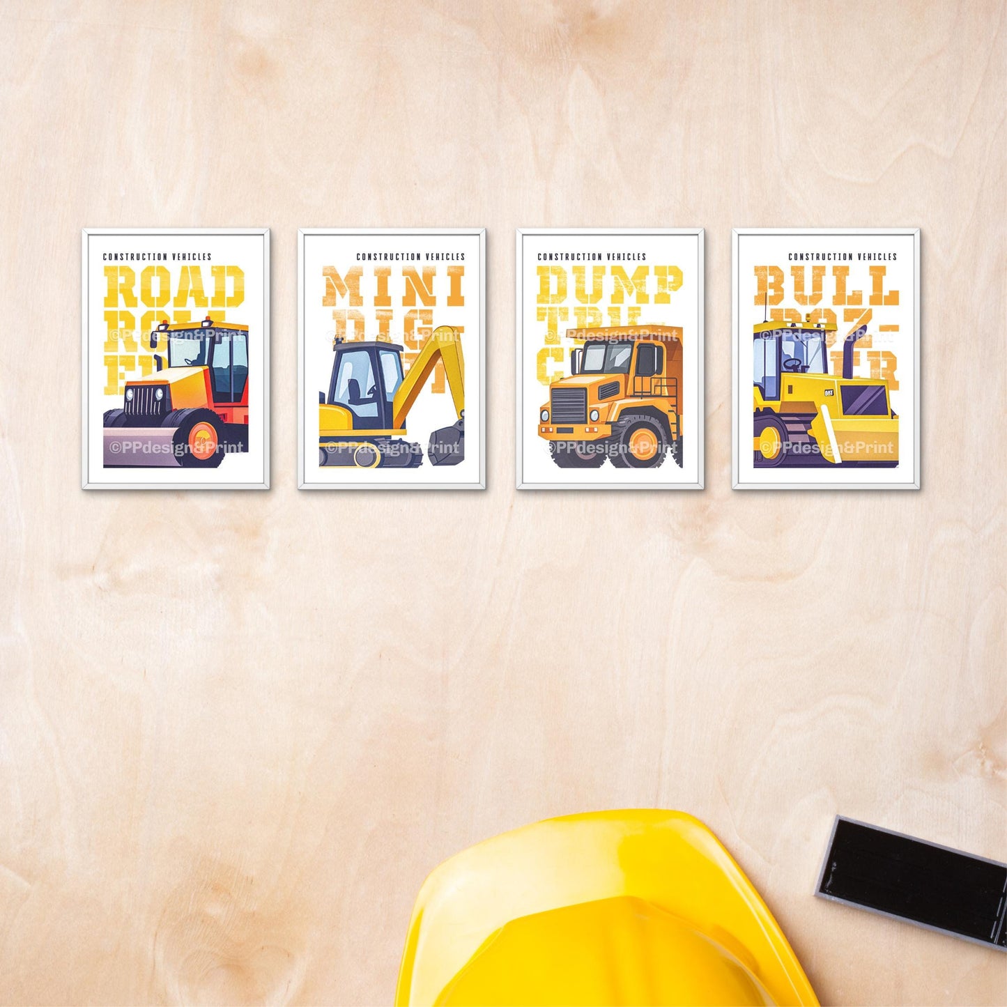 Construction Truck Prints set of 4