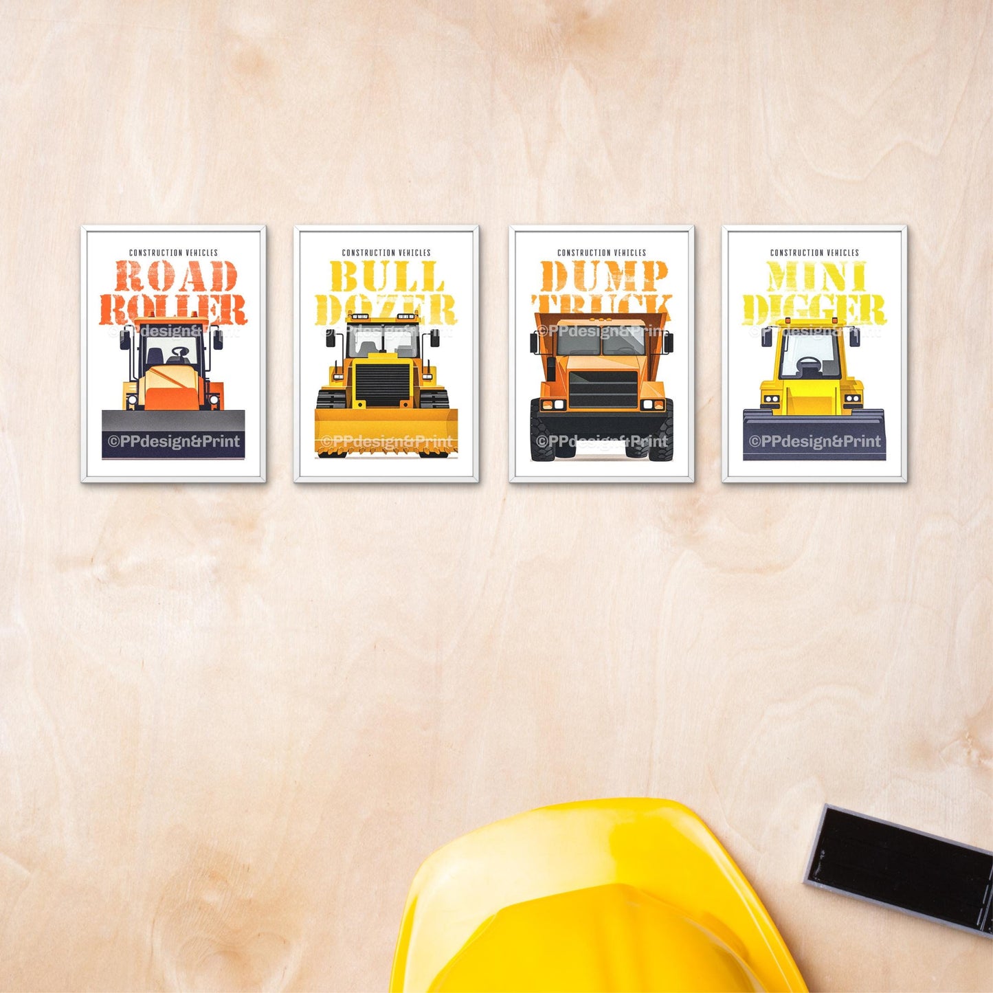 Construction Truck Prints Set of 4