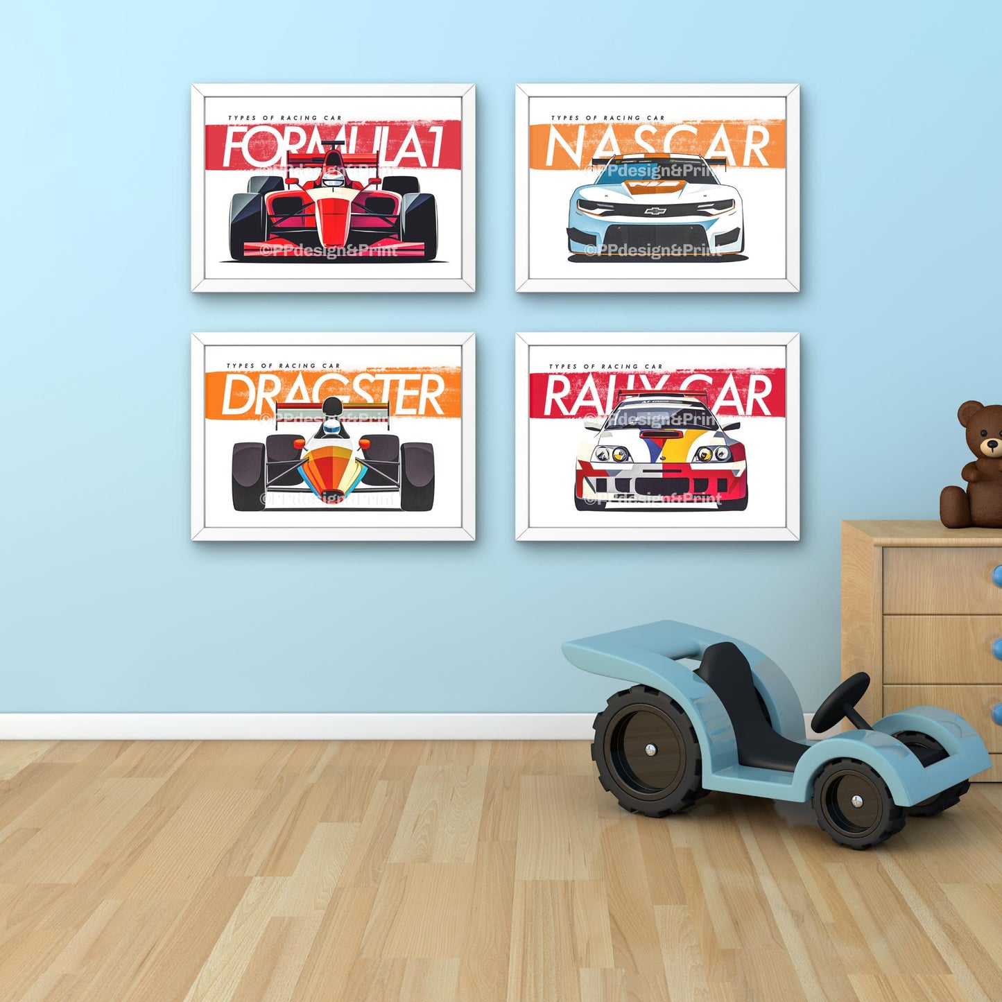 Race Car Prints Set of 4