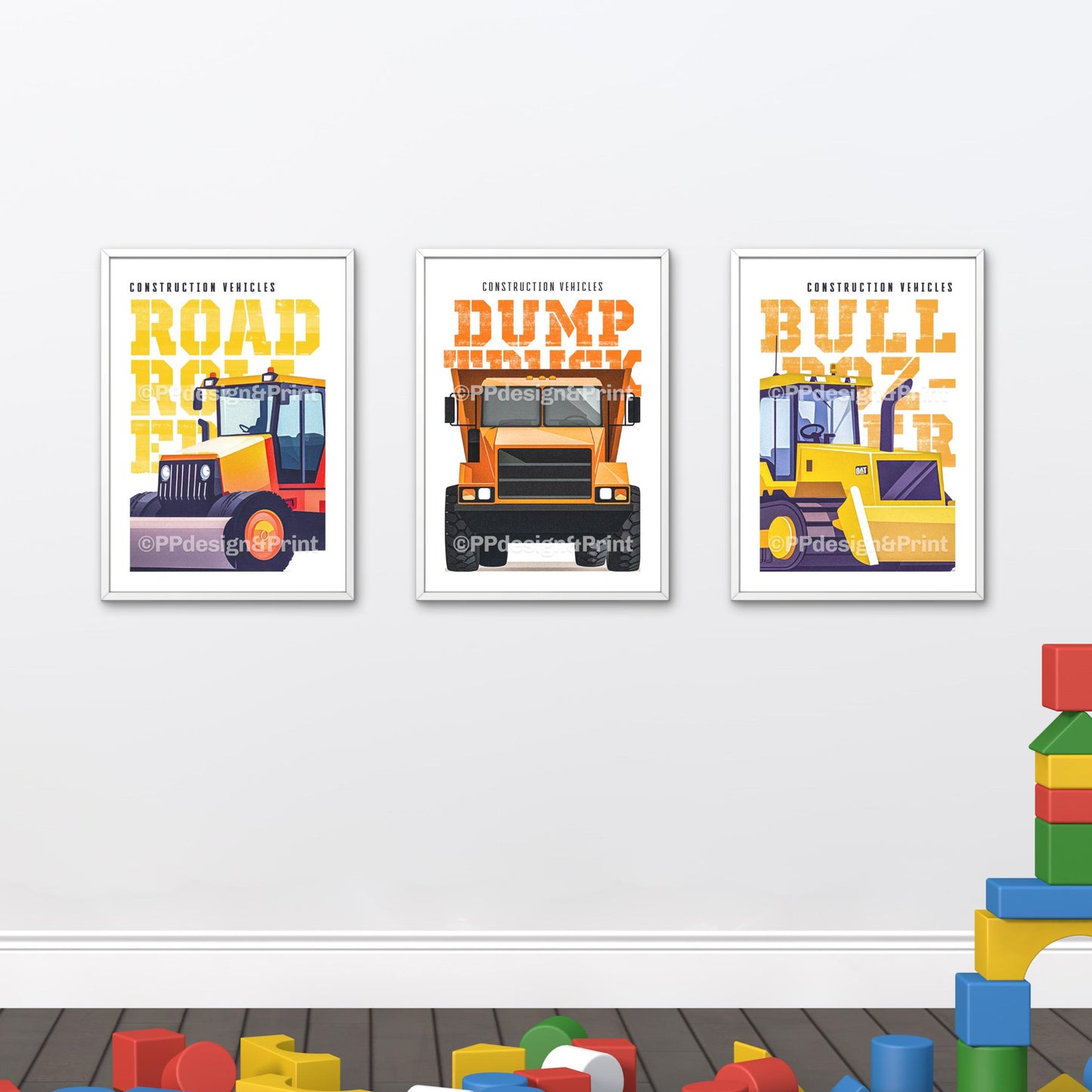 Construction Truck Prints set of 3