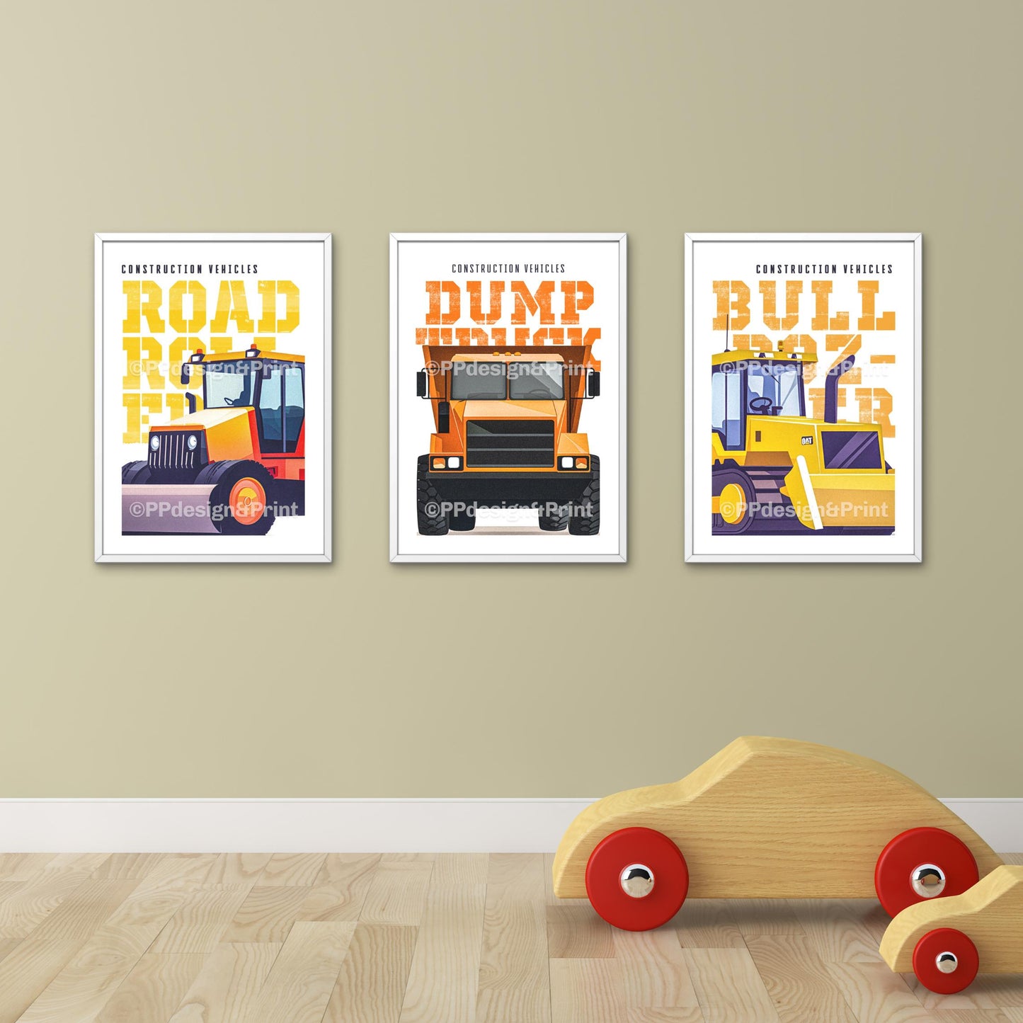 Construction Truck Prints set of 3