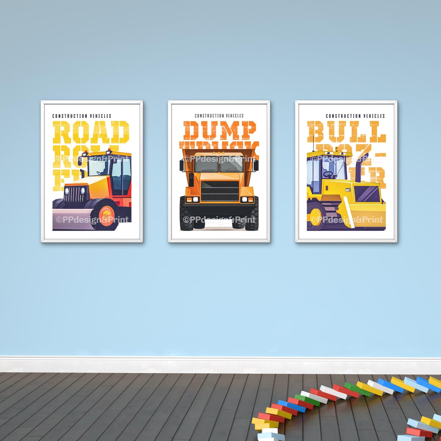 Construction Truck Prints set of 3