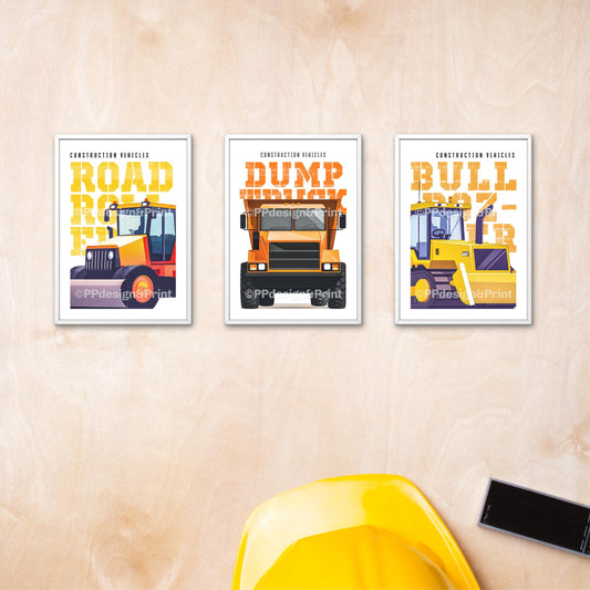 Construction Truck Prints set of 3