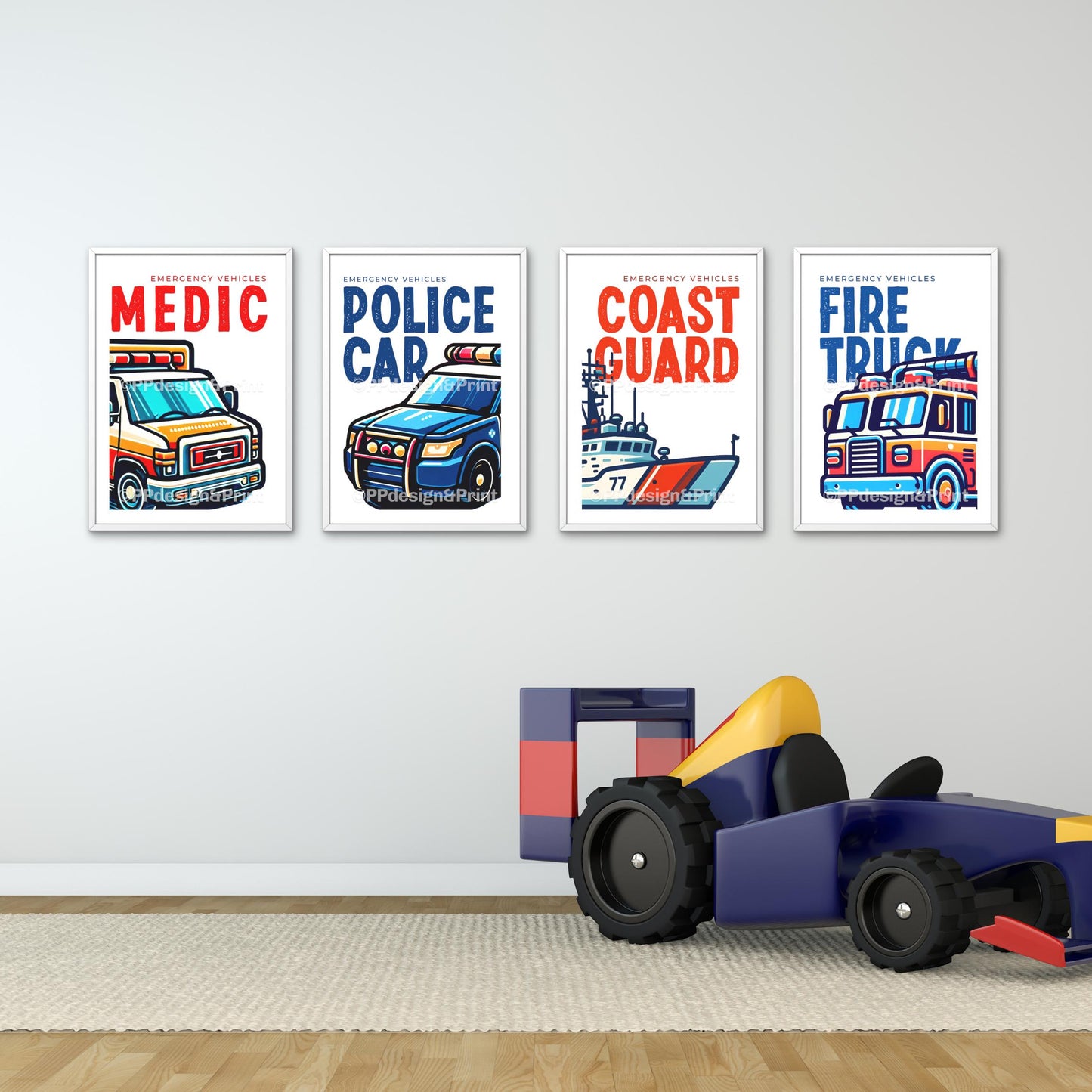 Emergency Vehicle Prints Set of 4